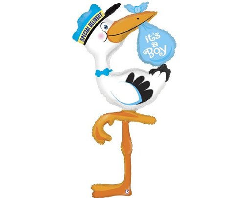 5FT STORK BABY BOY DELIVERY SHAPED FOIL