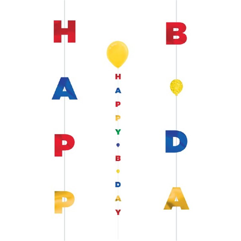 PRIMARY HAPPY B.DAY BALLOON STRING