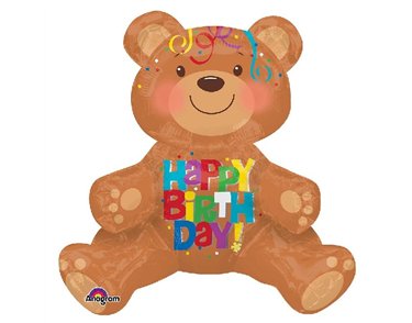 HAPPY BIRTHDAY SITTING BEAR FOIL