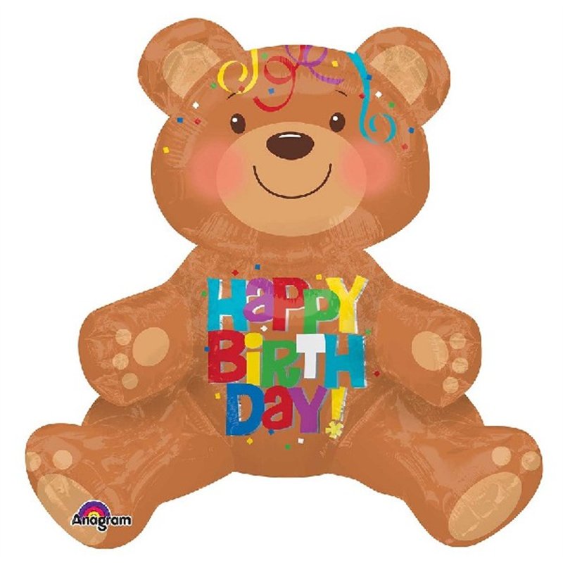 HAPPY BIRTHDAY SITTING BEAR FOIL