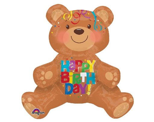 HAPPY BIRTHDAY SITTING BEAR FOIL