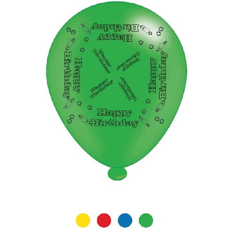 (8) 10IN ASST HAPPY BIRTHDAY BALLOONS  6S