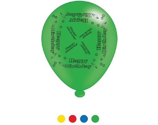 (8) 10IN ASST HAPPY BIRTHDAY BALLOONS  6S