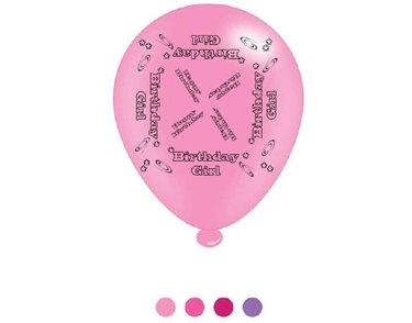 (8) 10IN ASST BIRTHDAY GIRL BALLOONS  6S