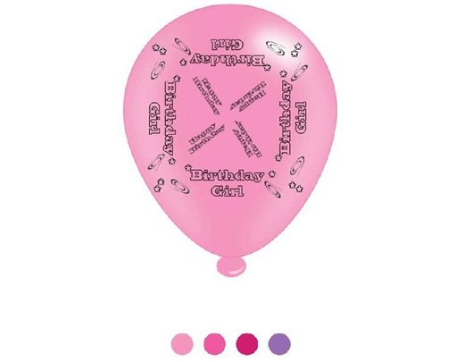 (8) 10IN ASST BIRTHDAY GIRL BALLOONS  6S