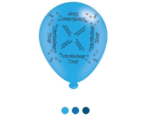 (8) 10IN ASST BIRTHDAY BOY BALLOONS  6S