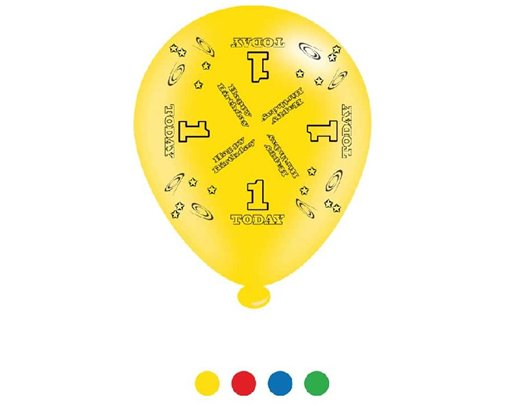 (8) 10IN ASST AGE 1 BIRTHDAY BALLOONS  6S