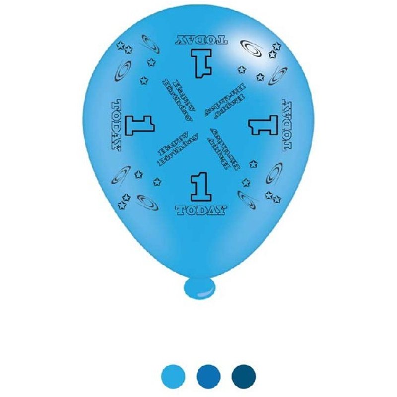 (8) 10IN ASST AGE 1 BLUE BIRTHDAY BALLOONS  6