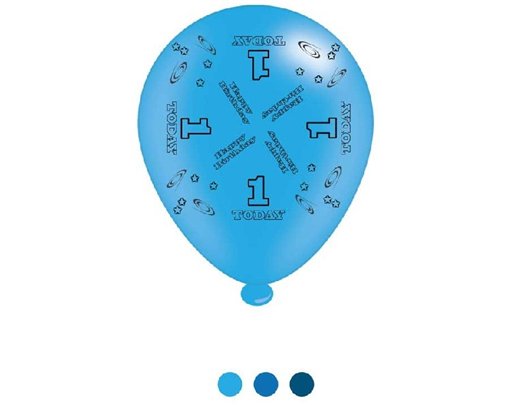 (8) 10IN ASST AGE 1 BLUE BIRTHDAY BALLOONS  6
