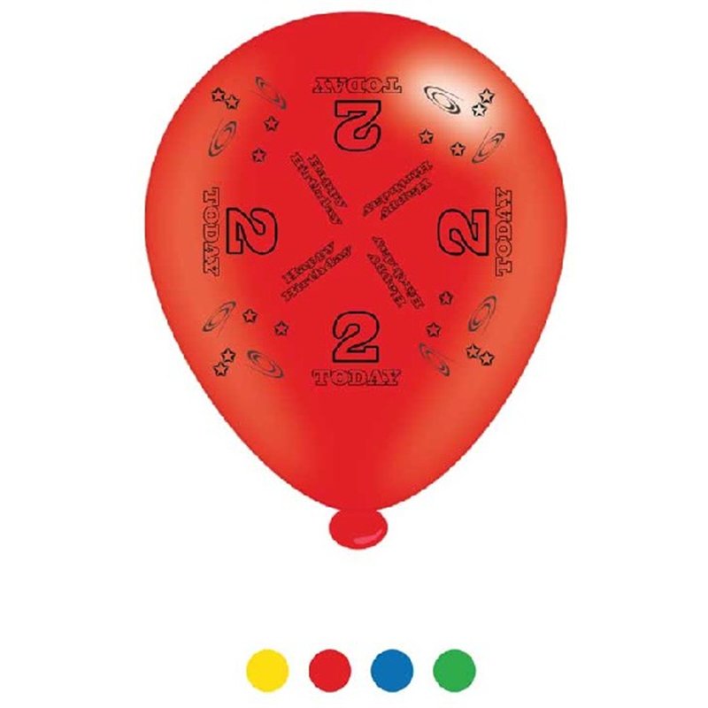 (8) 10IN ASST AGE 2 BIRTHDAY BALLOONS  6S
