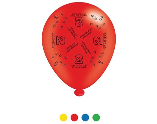(8) 10IN ASST AGE 2 BIRTHDAY BALLOONS  6S
