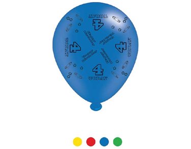 (8) 10IN ASST AGE 4 BIRTHDAY BALLOONS  6S