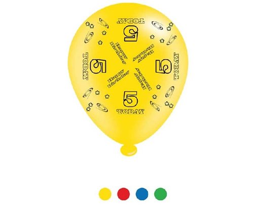 (8) 10IN ASST AGE 5 BIRTHDAY BALLOONS  6S