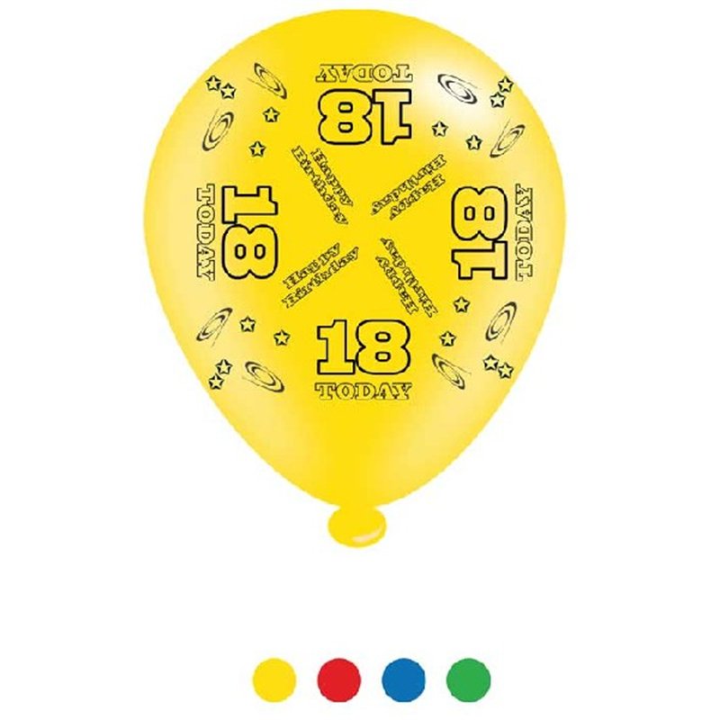 (8) 10IN ASST AGE 18 BIRTHDAY BALLOONS  6S