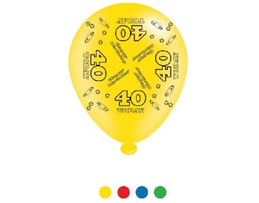 (8) 10IN ASST AGE 40 BIRTHDAY BALLOONS  6S