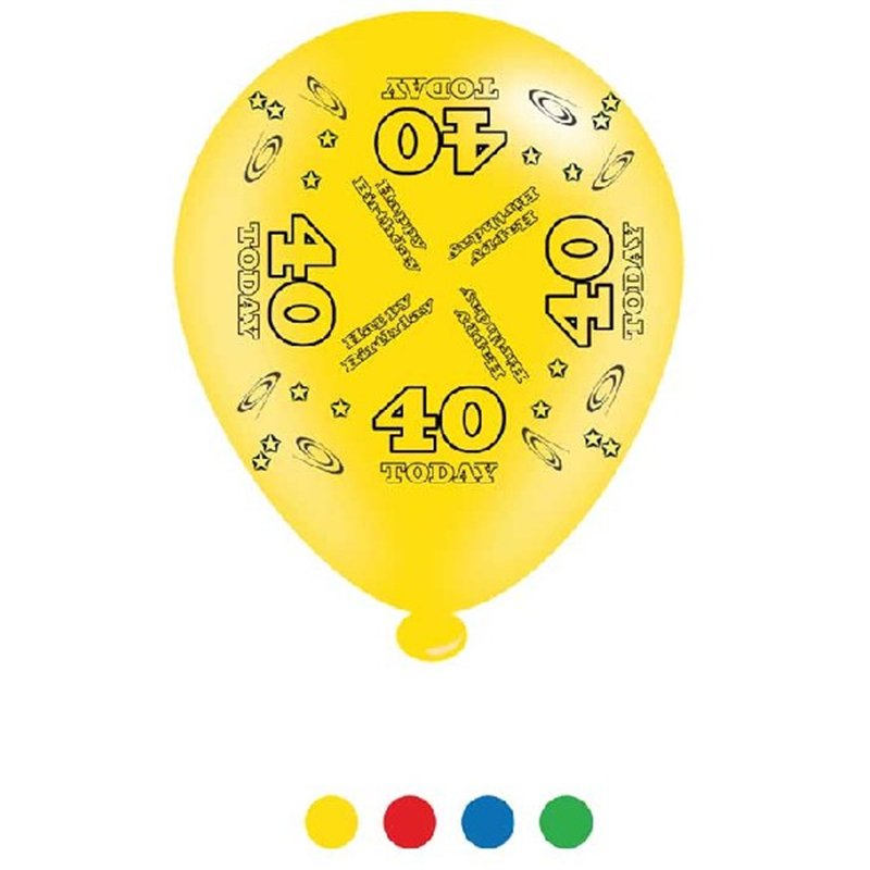 (8) 10IN ASST AGE 40 BIRTHDAY BALLOONS  6S