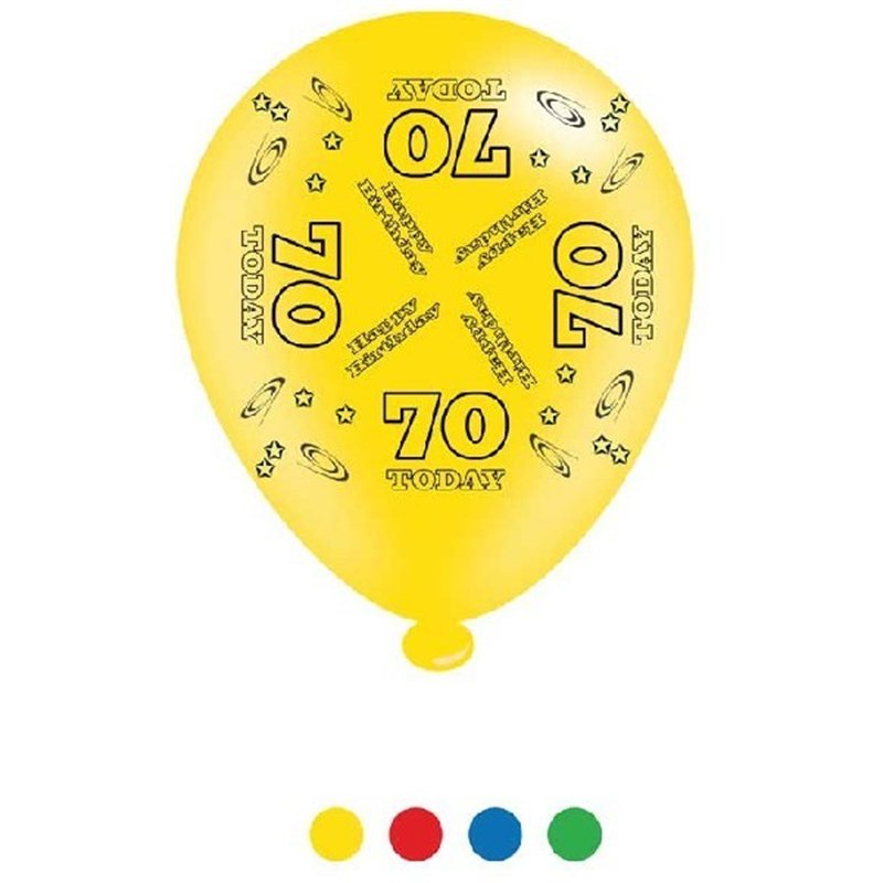 (8) 10IN ASST AGE 70 BIRTHDAY BALLOONS  6S