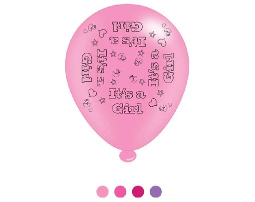 (8) 10IN ASST ITS A GIRL BALLOONS  6S
