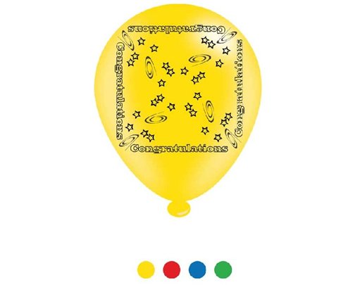 (8) 10IN ASST CONGRATULATIONS BALLOONS  6S