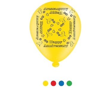 (8) 10IN ASST HAPPY ANNIVERSARY BALLOONS  6S