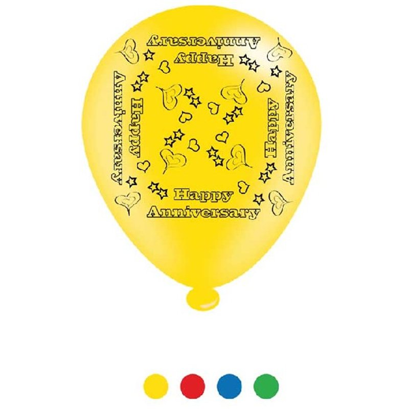 (8) 10IN ASST HAPPY ANNIVERSARY BALLOONS  6S