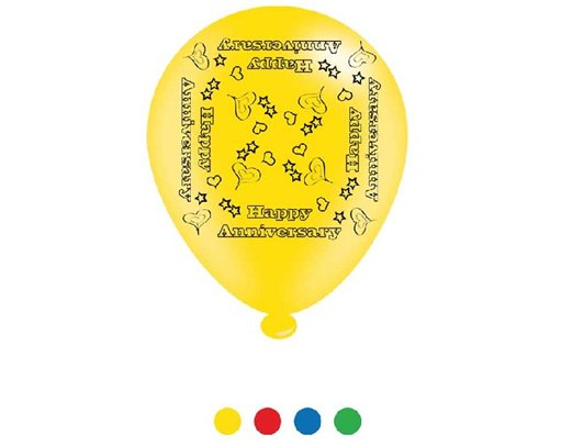 (8) 10IN ASST HAPPY ANNIVERSARY BALLOONS  6S