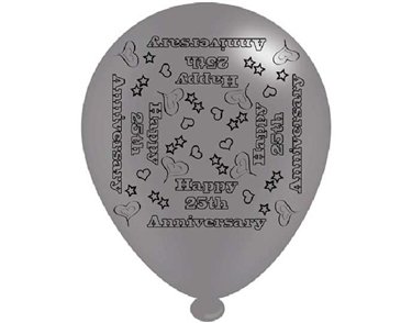 (8) 10IN ASST 25TH ANNIVERSARY BALLOONS  6S