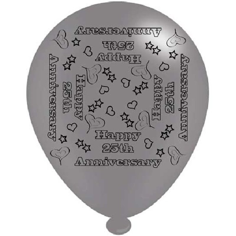 (8) 10IN ASST 25TH ANNIVERSARY BALLOONS  6S