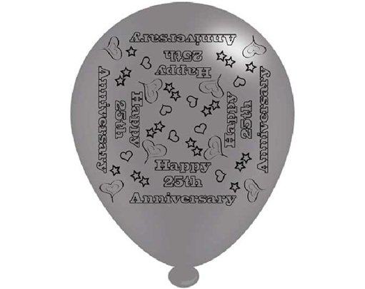 (8) 10IN ASST 25TH ANNIVERSARY BALLOONS  6S