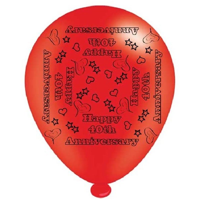 (8) 10IN ASST 40TH RUBY ANNIVERSARY BALLOONS 6S