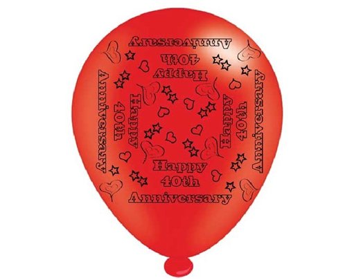(8) 10IN ASST 40TH RUBY ANNIVERSARY BALLOONS 6S