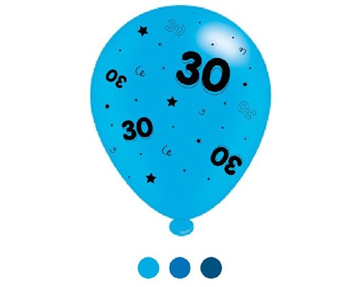 (8) 10IN ASST AGE 30 BLUE MIX  BALLOONS  6S