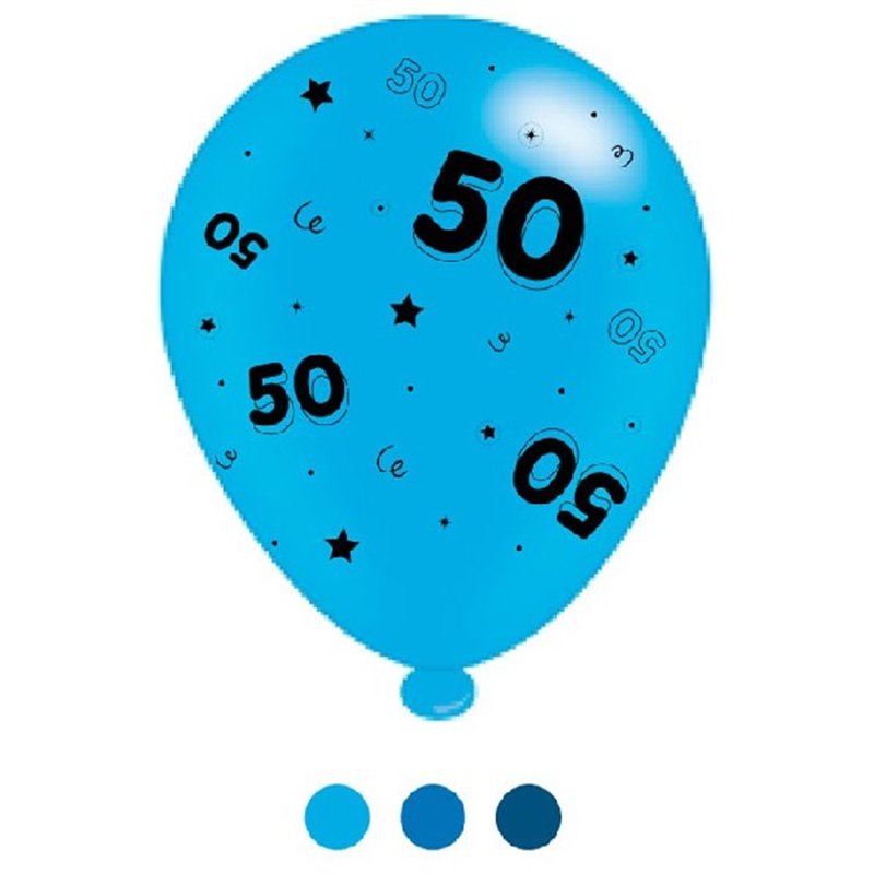 (8) 10IN ASST AGE 50 BLUE MIX  BALLOONS  6S