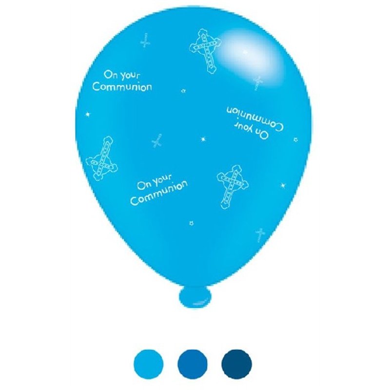 (8) 10IN ASST 1ST COMMUNION BLUE MIX BALLOONS 6S