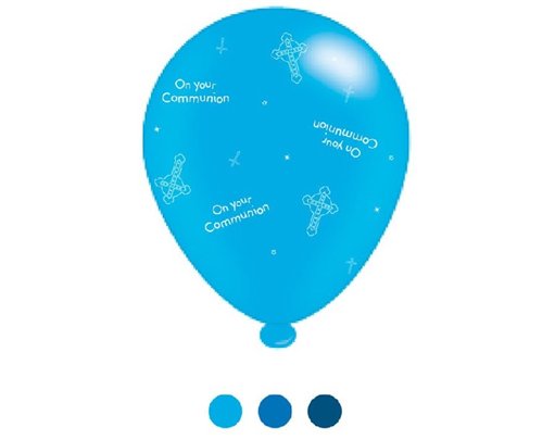 (8) 10IN ASST 1ST COMMUNION BLUE MIX BALLOONS 6S