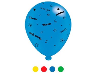 (8) 10IN ASST THANK YOU MIX BALLOONS  6S