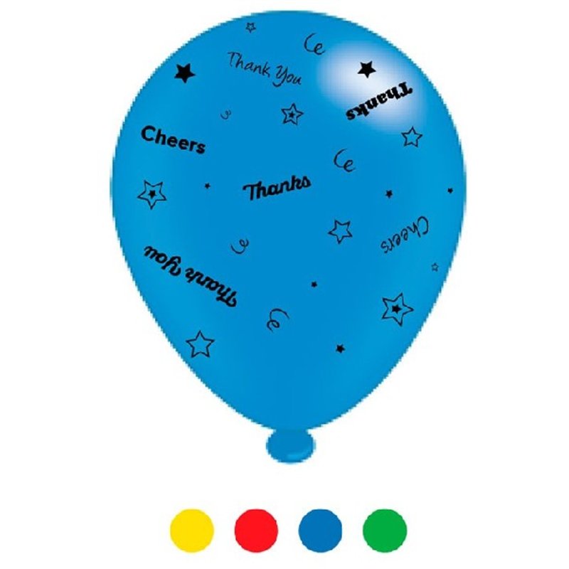 (8) 10IN ASST THANK YOU MIX BALLOONS  6S