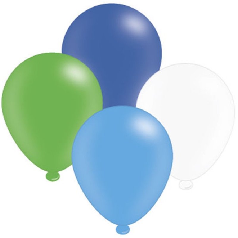 (8) 10IN ASST BLUE MIX BALLOONS  6S