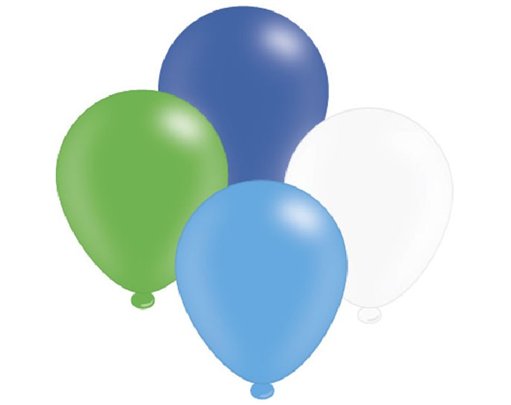 (8) 10IN ASST BLUE MIX BALLOONS  6S