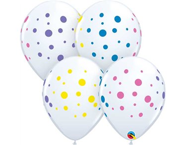 (50) 11IN COLORFUL DOTS QUALATEX