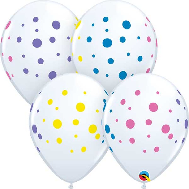 (50) 11IN COLORFUL DOTS QUALATEX