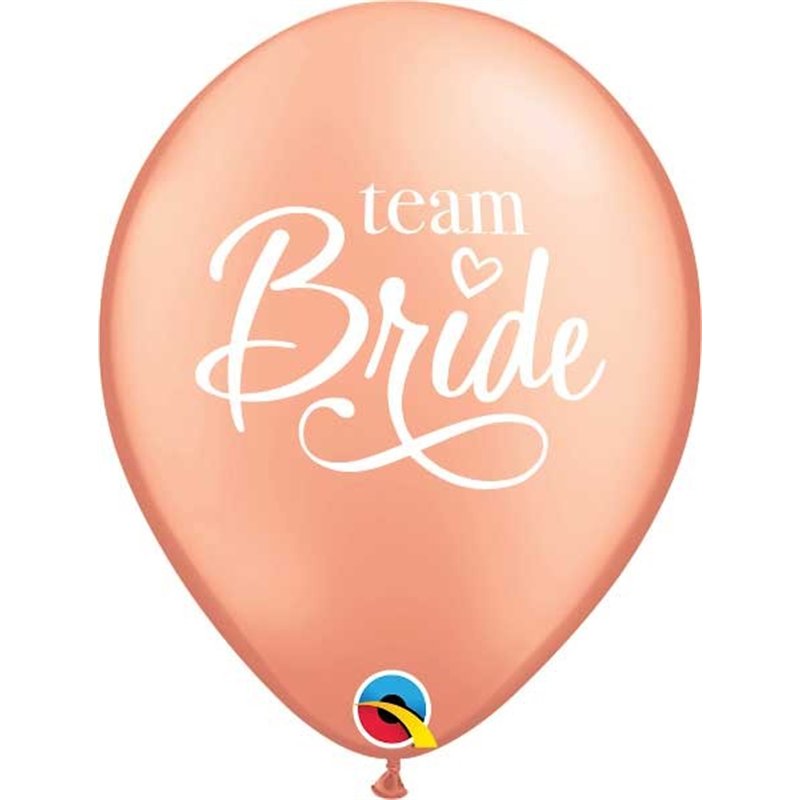 (25) 11IN ROSE GOLD TEAM BRIDE QUALATEX