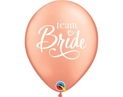 (25) 11IN ROSE GOLD TEAM BRIDE QUALATEX