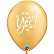 (25) 11IN GOLD SHE SAID YES QUALATEX