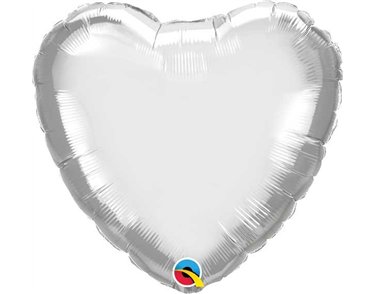 18IN CHROME SILVER HEART FOIL BALLOON