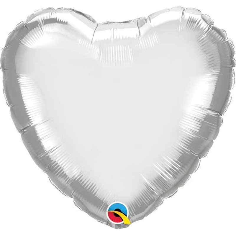 18IN CHROME SILVER HEART FOIL BALLOON