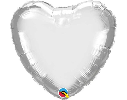 18IN CHROME SILVER HEART FOIL BALLOON