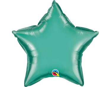 20IN CHROME GREEN STAR FOIL BALLOON