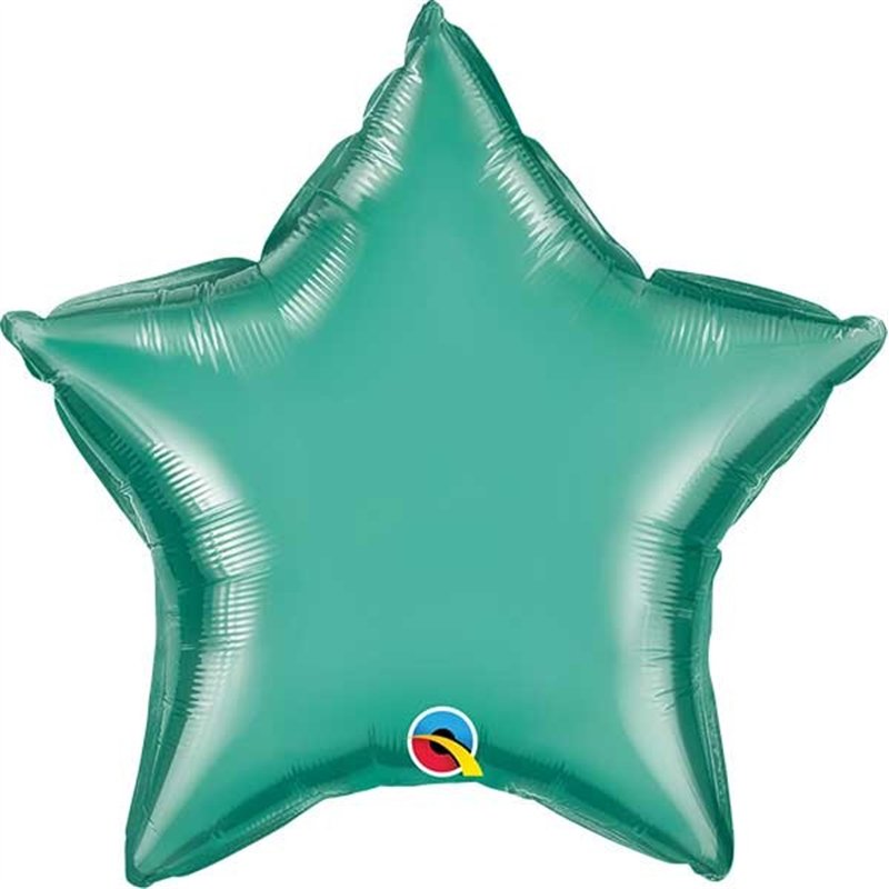 20IN CHROME GREEN STAR FOIL BALLOON