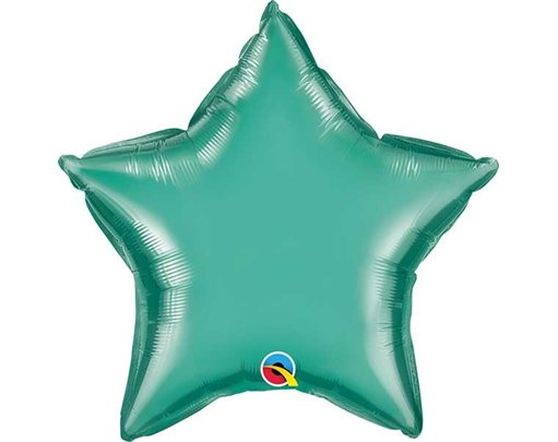 20IN CHROME GREEN STAR FOIL BALLOON